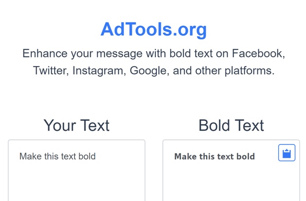 গুগলে বিজ্ঞাপন টেক্সট বোল্ড করার জন্য  AdTools.org টুলস ব্যবহার করা যেতে পারে 